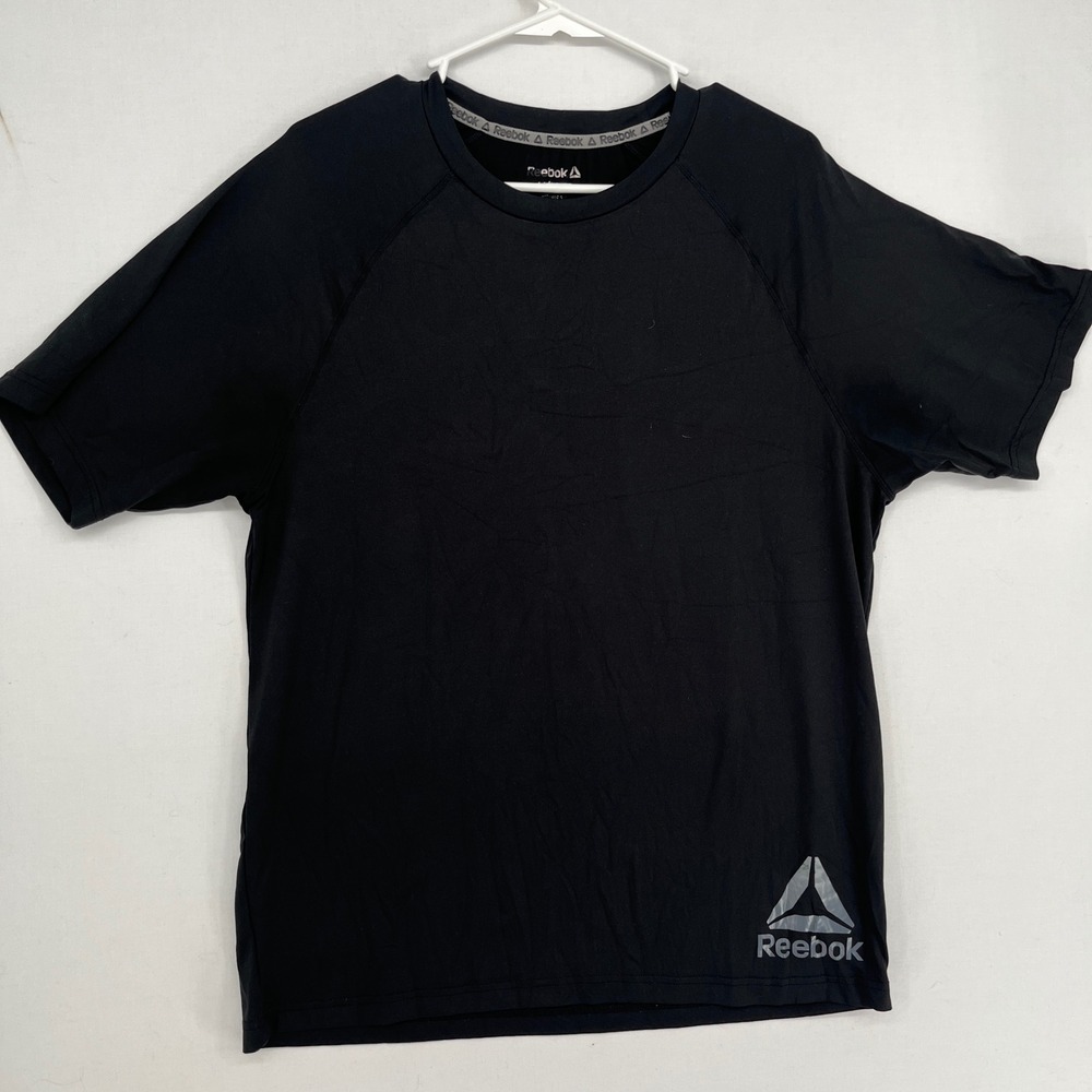 Reebok Mens Short Sleeve Activewear T-Shirt Black Raglan Training Gym Size M